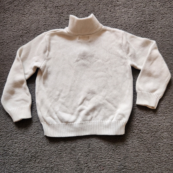RALPH LAUREN POLO Kids Sweater Size 6 Cream Pullover 1/4 Zip Logo Designer - Picture 3 of 10